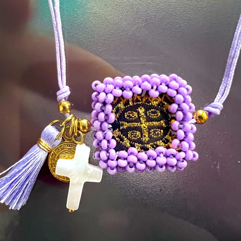 Purple Beaded scapular bracelet